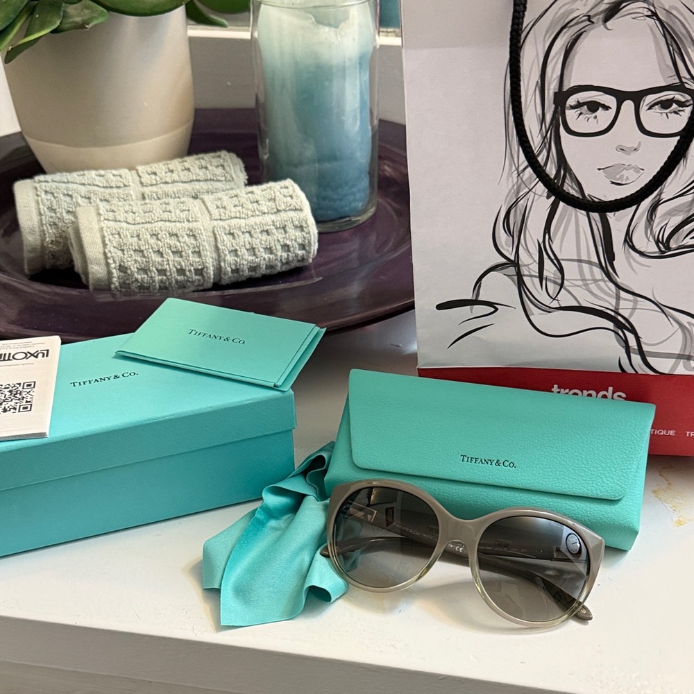 Tiffany & Co. Sunglasses with Silver Frame and Blue Case